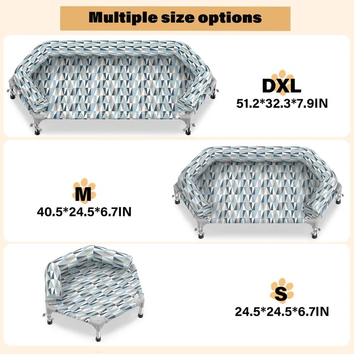 Pyowmgd Orthopedic Dog Bed - Beds Bolster,Cooling Elevated Dog Beds with Metal Frame,Raised Dogs Bed,Easy to Assemble,Up to 50 lbs,Small (24.5" L x 24.5" W x 6.7" Th)