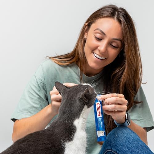 INABA Churu Cat Treats, Lickable, Squeezable Creamy Purée with Vitamin E, 0.5 Ounces per Tube, 120 Tubes Total, Tuna Variety