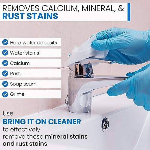 Bring It On Cleaner Hard Water Stain Remover - Soap Scum, Calcium, Lime Scale, Remover for Shower Door, Tile, Glass, Fiberglass, Bathroom, Sink, Stone, Door 32 Ounce