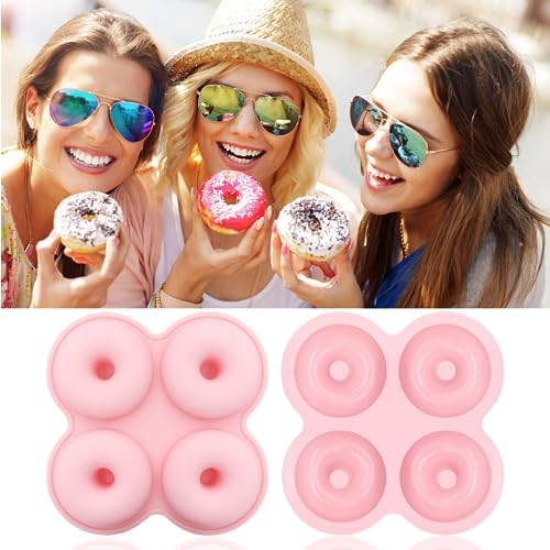 2 Pcs Air Fryer Donut Mold,Donut Pan,Reusable Donut Molds, Silicone doughnut mold, Cavity Non-Stick Bagel Pan,Ninja 2qt-8qt Air Fryer Accessories, Donut Pan for Baking