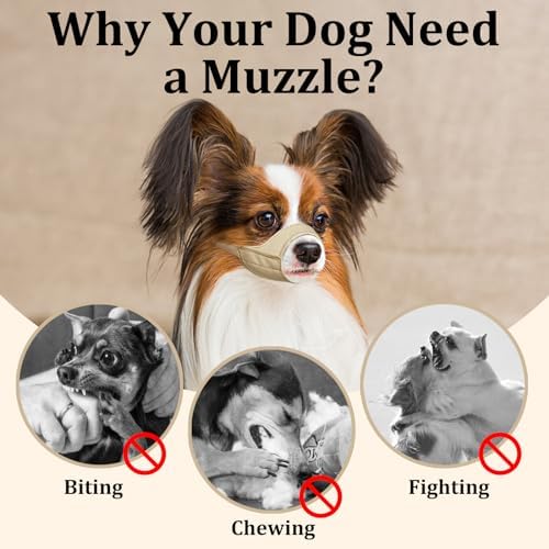 Mayerzon Short Snout Dog Muzzle, Small Muzzle for Chihuahua Shih Tzu American Bully Boxer Puppy, Soft Fabric Mouth Cover for Grooming Vet Visits, Prevent Biting Chewing Fighting