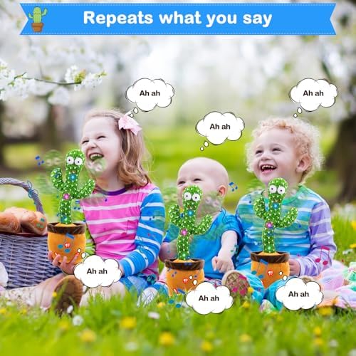 Ayeboovi Dancing Talking Cactus Baby Toy, Mimicking Recording Cactus Toy Repeats What You Say, Singing 120 Songs Toddler Toys Gifts for Birthday Pranks for Kids Autism Toys for 3 4 5 6+ Year Olds