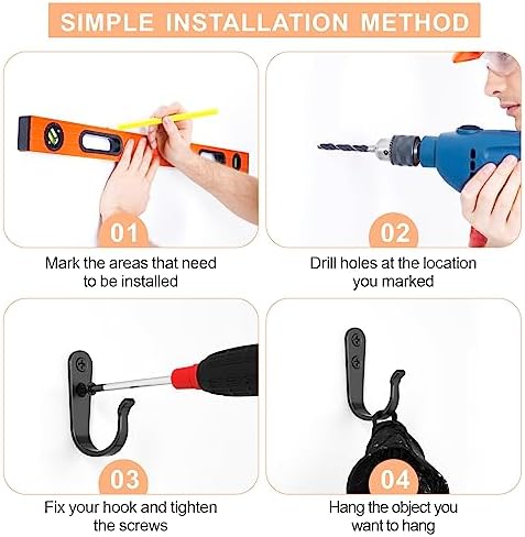 20PCS Wall Hooks for hanging, Metal Wall Hooks for Coats, Coat hooks for Wall, Heavy Duty Single Prong Wall Hooks With 40 Pieces Screws for Hanging Coats,Towel,Backpack,Hat, Dog Leashes,Coffee Mug