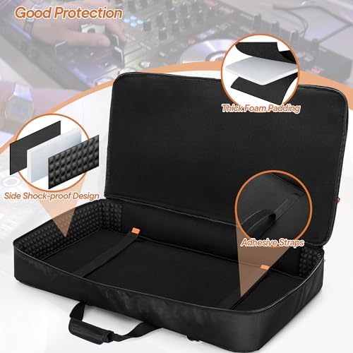 Carrying Bag Compatible with Pioneer DDJ RX/DDJ SX/DDJ SX2 / DDJ SX3 / Denon MC7000 / Numark NS6, DJ Controller Storage Bag with Foam Padding for DJ Cable or Other Accessories (L, Black)