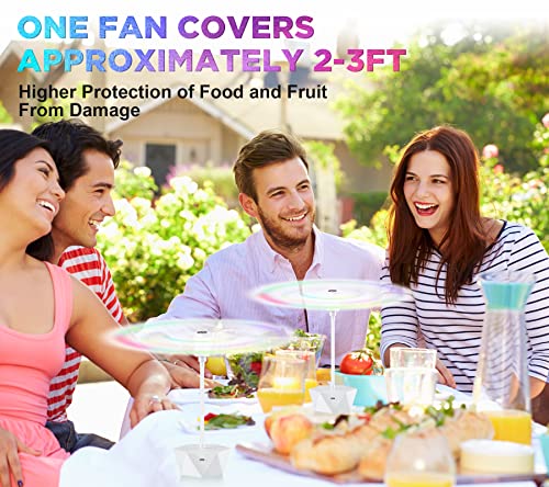 chemotex Fly Fans for Tables Rechargeable Fly Fans for Food Keep Flies Away Flexible Fly Repellent Fans for Outdoor Table Top Fly Fan with Holographic Blades for Outside, Picnic (White, 3Packs)