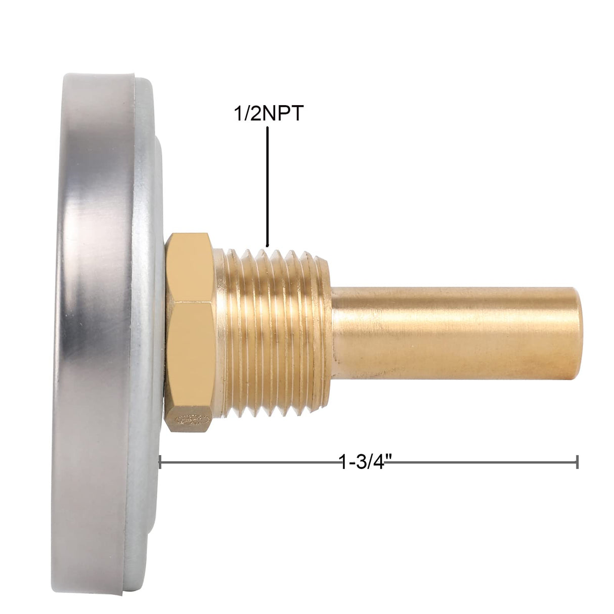 Uharbour 2-1/2" Dial Water Thermometer, Bi-Metal Temperature Gauge with 1-3/4" Lead-Free Brass Stem and 1/2" NPT Back Mount, Accuracy 2% Range 0-250°F / -20-120 °C(2pcs)