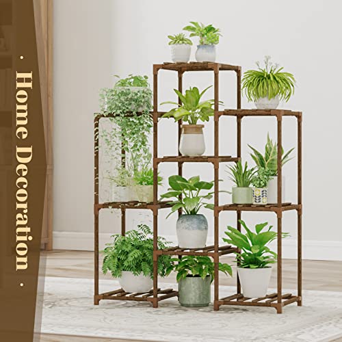 Bamworld Stand Indoor Plant Rack Wood Outdoor Tiered Shelf for Multiple Plants, Ladder Holder