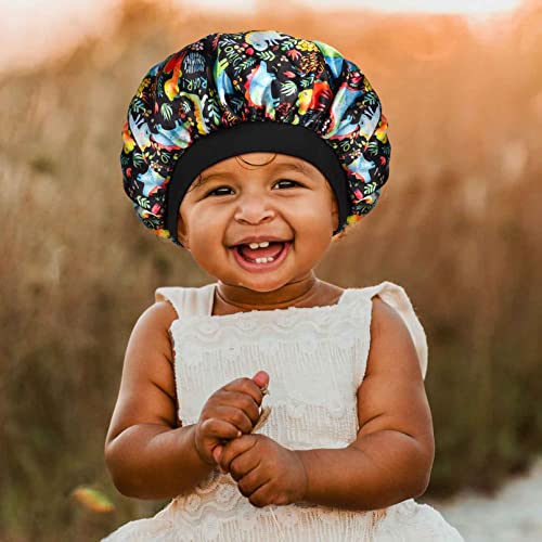 5 Pcs Kids Bonnet for Girls Silk Bonnet Sleeping Kid Baby Hair Bonnet Toddler Bonnet Wide Band Night Sleep Caps Colorful Night Hats Natural Hair