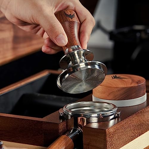 54mm Espresso Distribution Tool Stainless Steel Adjustable Wooden Coffee Distributor Compatible with Breville Espresso Machine Accessories