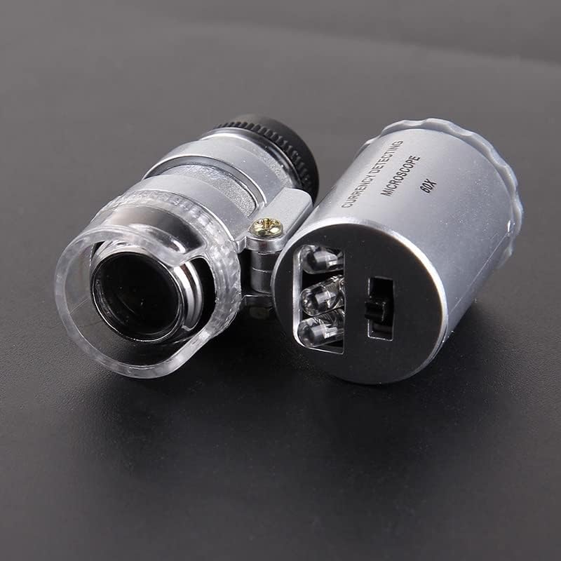Microscope Accessories Kit 60x Handheld Mini Pocket Microscope Loupe LED Light Microscope Slides