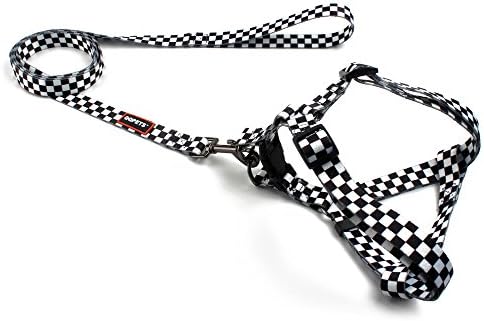 QQPETS Dog Harness Leash Set Adjustable Heavy Duty No Pull Halter Harnesses for Small Medium Large Breed Dogs Back Clip Anti-Twist Perfect for Walking (M(19"-26" Chest Girth), Black Plaid)