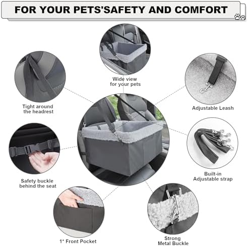Dog Car Seats for Small Dogs, Upgrade Dog Booster Seat with Metal Frame Construction with Double-Layer Oxford, Perfect for Small Pets up to 20lbs