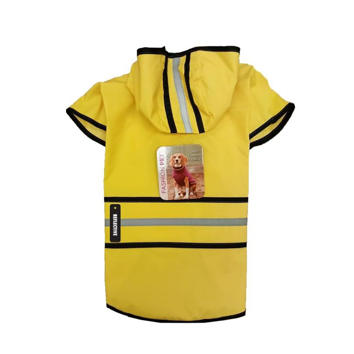 SPOT Rainy Days Slicker - Yellow Dog Rain Jacket With Hood, Reflective Strip for Safety, Leash Hole & Adjustable Velcro Belly Strap, 100% Polyester Water Resistant Pet Raincoat - X-Large, 21in Long