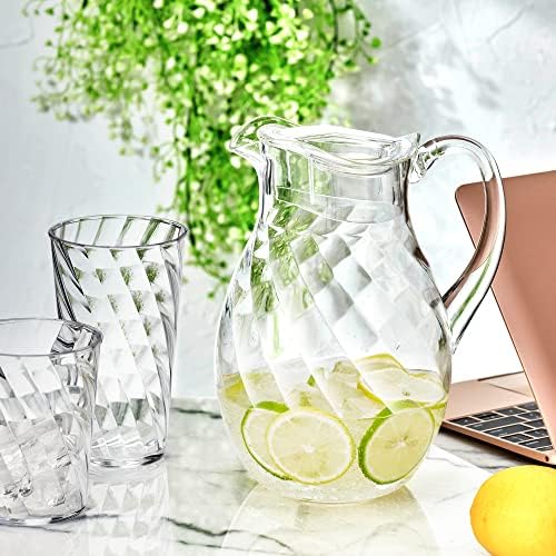Amazing Abby - Bubbly Whirly - Plastic Pitcher (64 oz, 2 Quart), Clear Water Pitcher with Lid, Fridge Jug, BPA-Free, Shatter-Proof, Great for Iced Tea, Sangria, Lemonade, Juice, Milk, and More