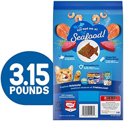 Purina Friskies Dry Cat Food, Seafood Sensations - (Pack of 4) 3.15 lb. Bags