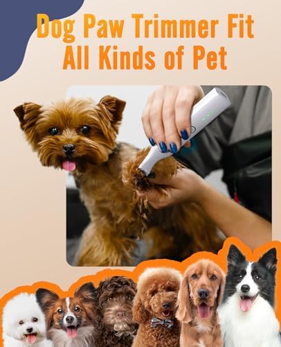 oneisall Pet Paw Trimmer,Corldless Quiet Dog Trimmer for Grooming with Double Blades,Low Noise 2 Speed Small Dog Grooming Clippers for Paws, Eyes, Ears, Face, Rump