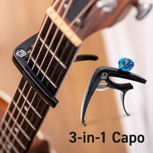 Guitar Accessories Kit by Guitar Lab – Premium Metal Tin with Guitar Strap, Capo, Tuner, Picks for Acoustic, Bass, Electric & Ukulele Guitars – Ideal Guitar Gifts for Men, Beginners, and Pros