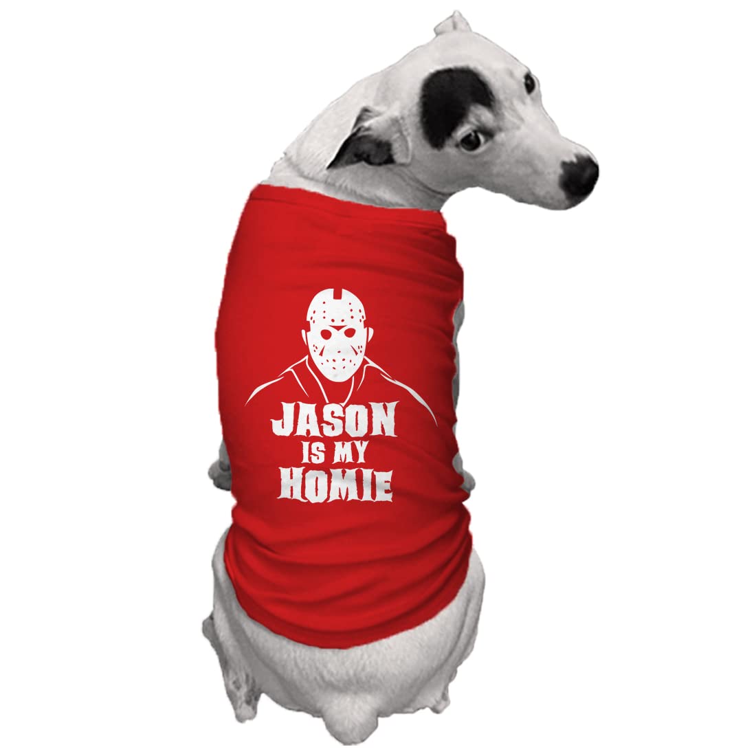 Jason is My Homie - Slasher Horror Movie Dog Shirt (Red, 3X-Large)