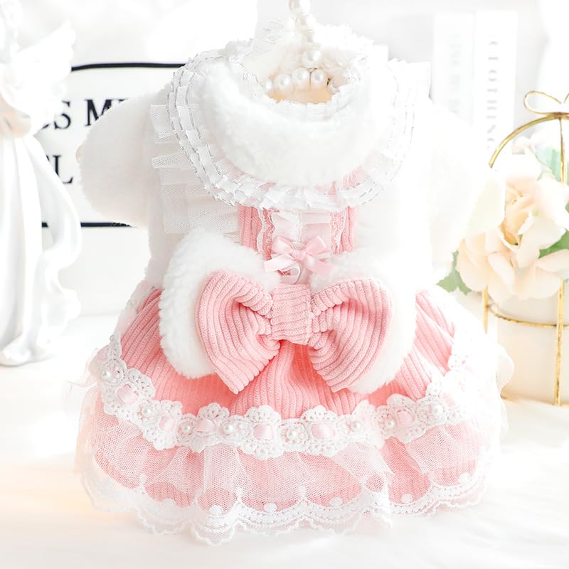 AZA Dog Princess Dresses for Small Dogs Lolita Clothes Lace Costume Bow Pet Girl Cute Coat Outfits Sunmmer Costumes (M,Blue)