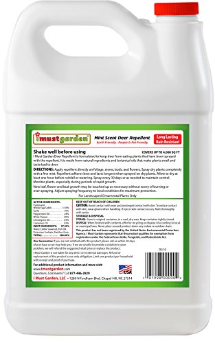 I Must Garden Deer Repellent: Mint Scent Deer Spray for Gardens & Plants – Natural Ingredients – 1 Gallon Ready to Use Refill
