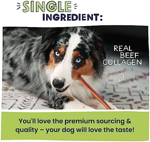 Pawstruck All Natural 11-12" Roasted Collagen Sticks for Dogs – Low Odor & Long-Lasting Bully Stick & Rawhide Alternative, Single Ingredient, Vet Approved – 5 Pack