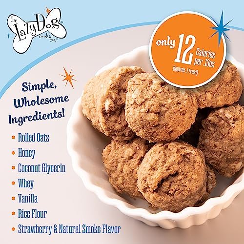 The Lazy Dog Cookie Co. Soft Dog Treats, Mutt Mallows Strawberry Smoochies, for Small, Medium and Large Dogs, Wheat-Free, Baked in The USA, 5 oz. (Pack of 2) Strawberry