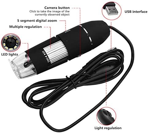Microscope, USB Microscope Industrial Accessories, Portable Magnification, Builtin 8 LED Lights, for Phone Repair Jewelry Appraisal