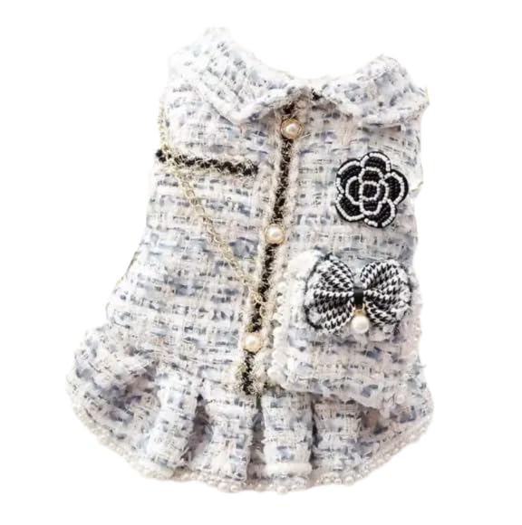 Designer Dog Dress for Small Dogs Puppy Teacup | Cute Stylish Pet Outfit – Luxury Puppy Clothes for French Bulldog, Chihuahua, Dachshund, Maltese, Yorkie, Cats – Fashion Apparel