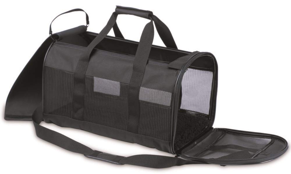 Petmate Soft-Sided Kennel Cab Pet Carrier,Black,Up to 10lbs, 17 X 10 X 10 (21329)