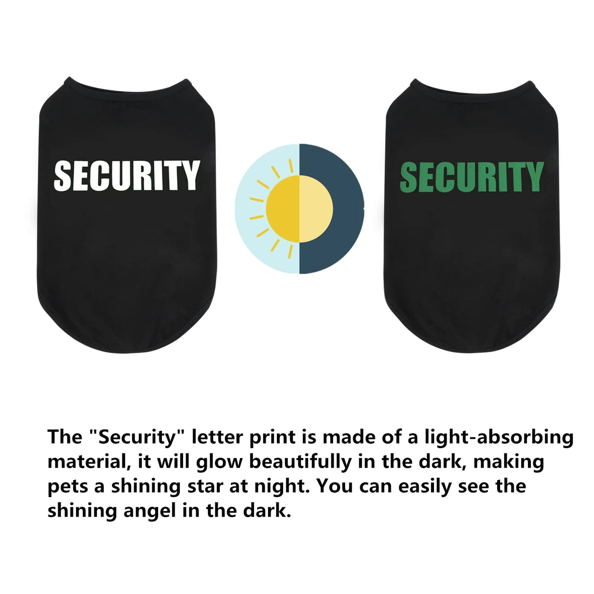 DAJIDALI Upgraded Dog Security Shirt Vest for Puppy, Cat, and Dog, Technical Fabric with Fluorescent Printing, Large Medium Small (E6XL, Black)