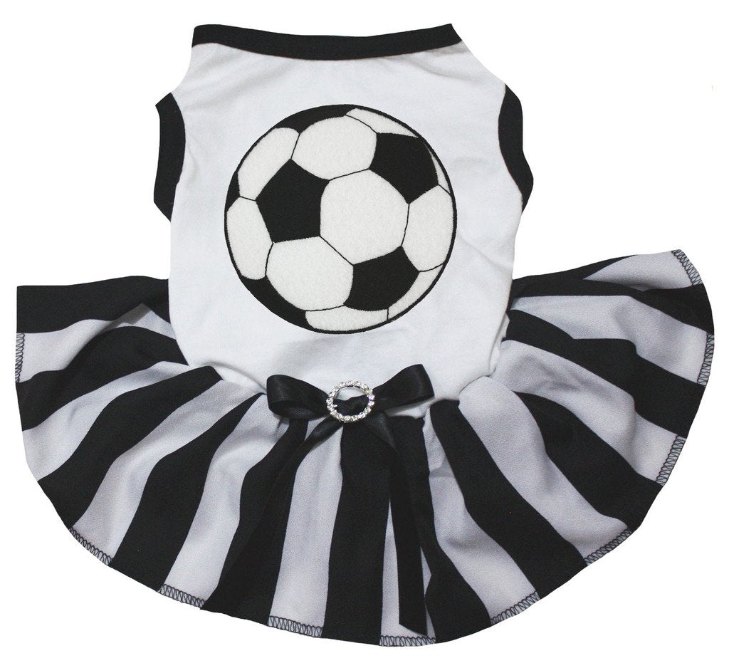 Petitebella Soccer Puppy Dog Dress (White/Stripes, XX-Large)
