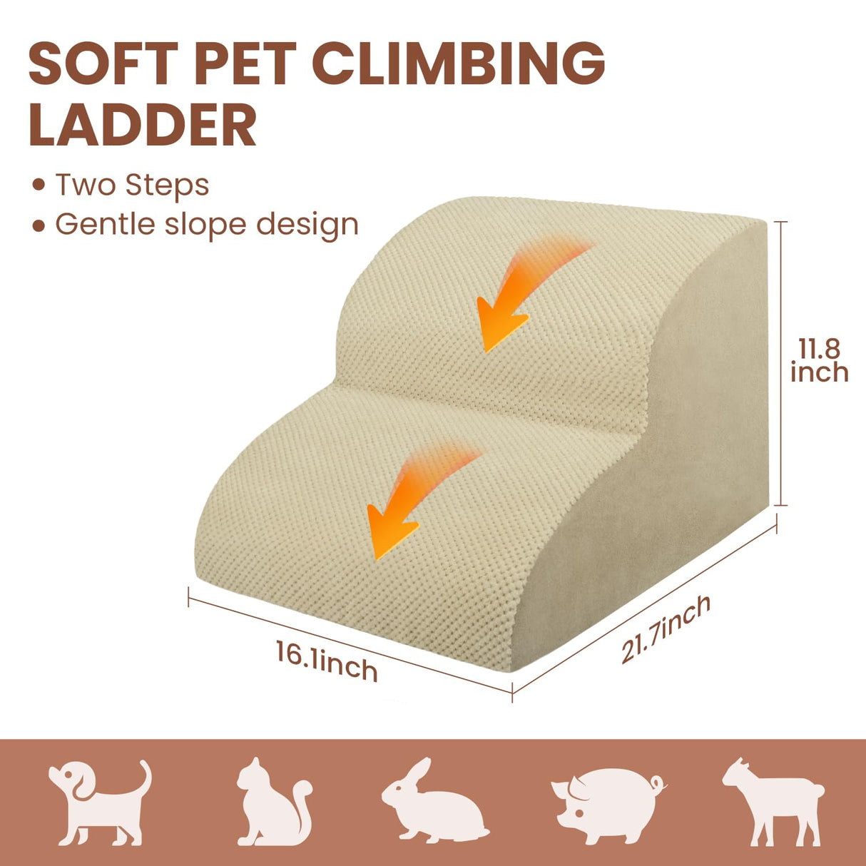 Dog Stairs for Small Dogs, High Density Foam Dog Steps, Extra Wide Non-Slip Pet Ramp for High Beds Or Couch, Soft Doggie Ladder for Dogs Injured, Older Pets, Small Cats