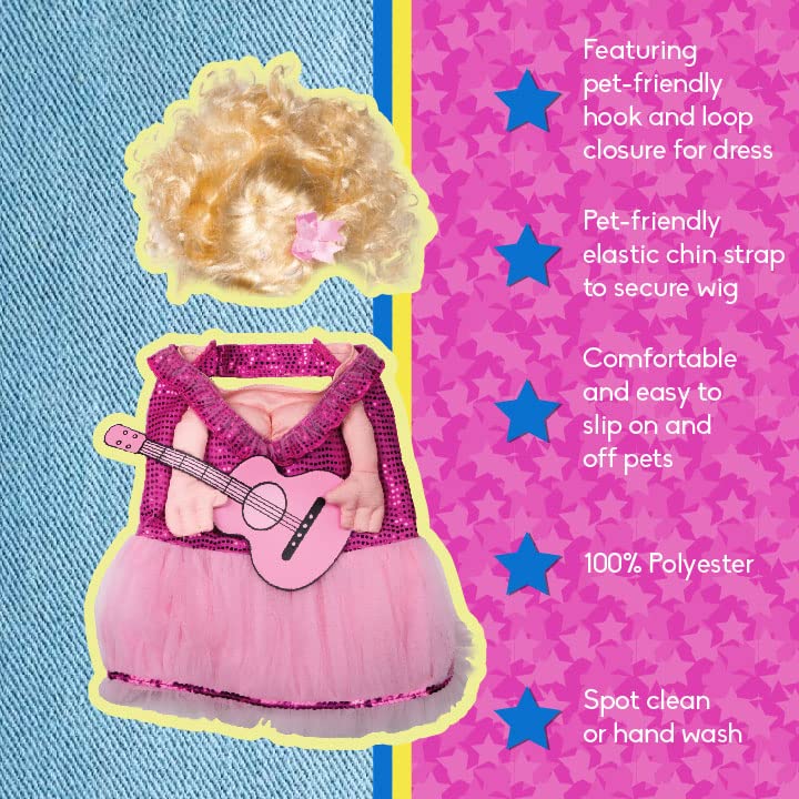 Doggy Parton Pink Dress, Guitar & Wig Set - XS/S