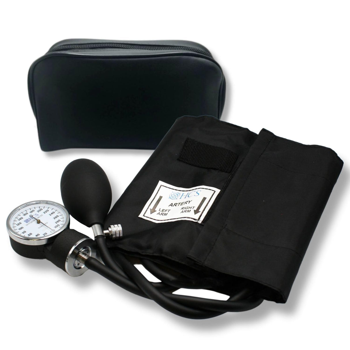 HCS Blood Pressure Cuff, Manual - Adult Aneroid Sphygmomanometer - Medical, Home, Elderly Care - BP Cuff Manual - Blood Pressure Cuff Arm Monitor w/Carrying Case