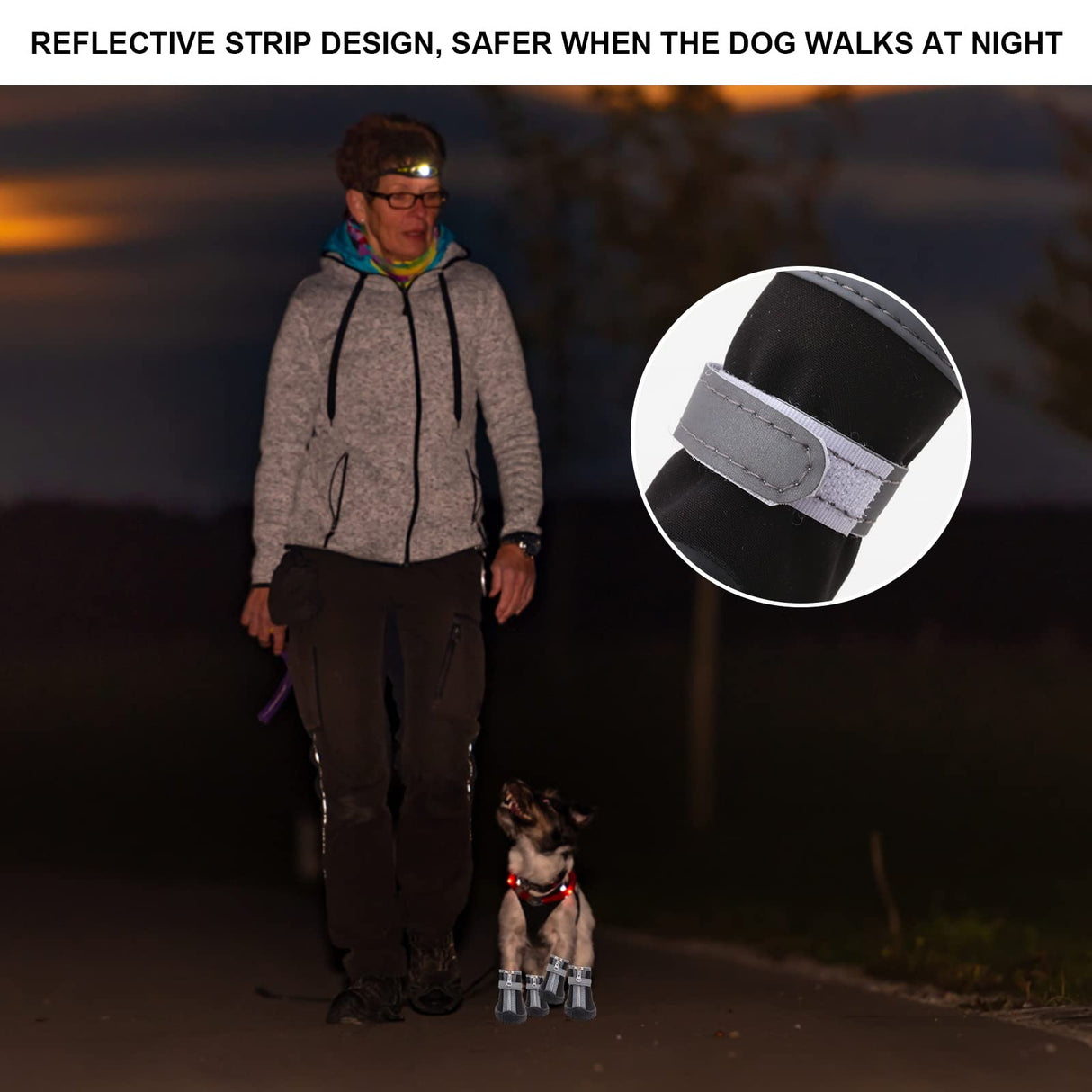 Dog Shoes for Small Dogs, Puppy Dog Boots & Paw Protector for Winter Snow Day, Summer Hot Pavement, Waterproof in Rain Weather, Ourdoor Hiking, Indoor Hardfloors with Anti Slip Sole 4PCS/Set