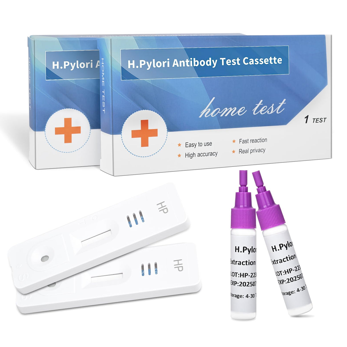 Helicobacter Pylori Stool 2 Test Kits, H. Pylori,h. Pylori Stool (Antigen)10-15 Minutes of Quick Home Testing, The Result is Highly Accurate, Easy to Read and use