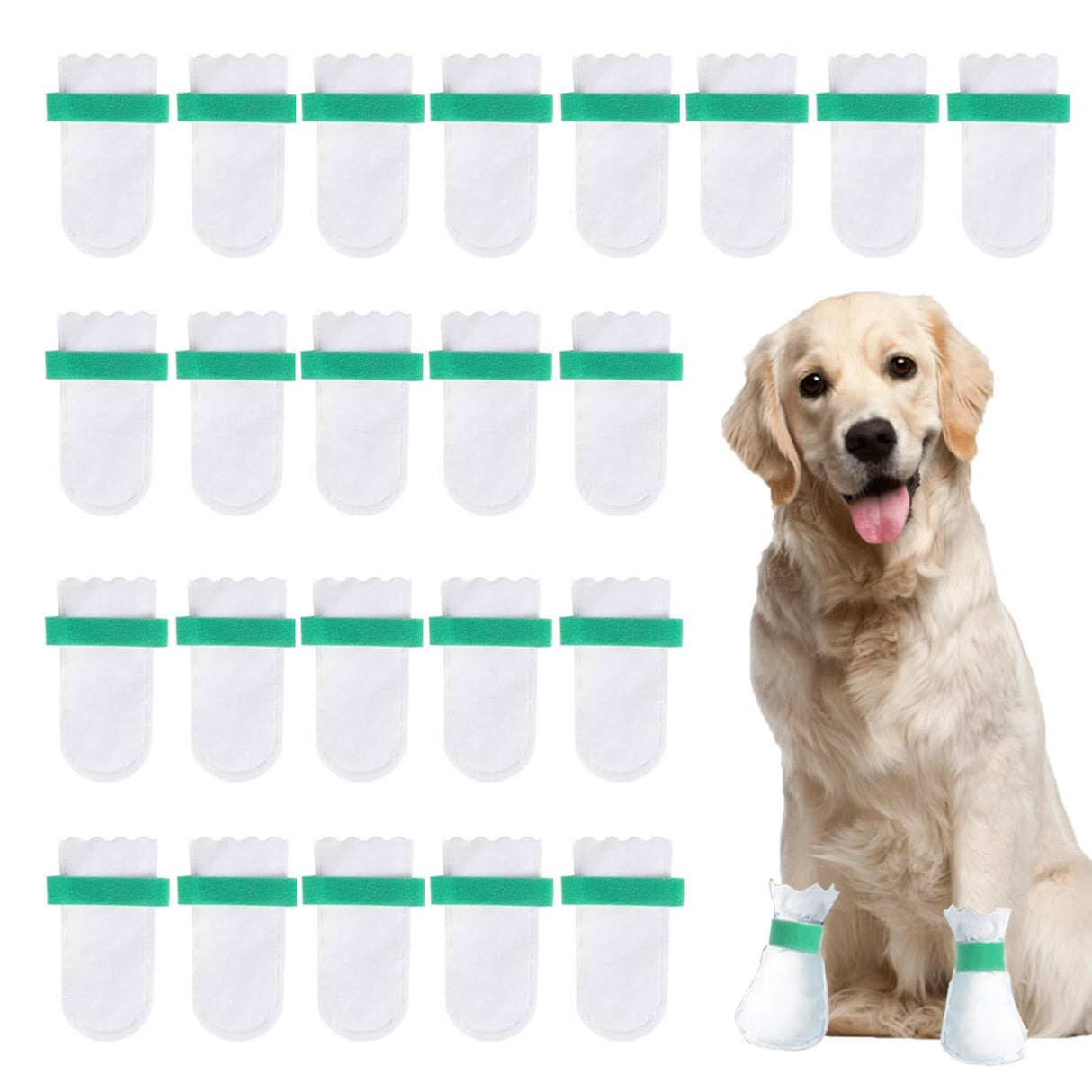 60Pcs Disposable Dog Booties for Paw Protection, 27-44lb Dog Paw Protection with 24Pcs Adjustable Velcro, Dogs Feet Covers, Dogs Disposable Foot Covers, Pet Shoes for Paw Wound Recovery Protectors