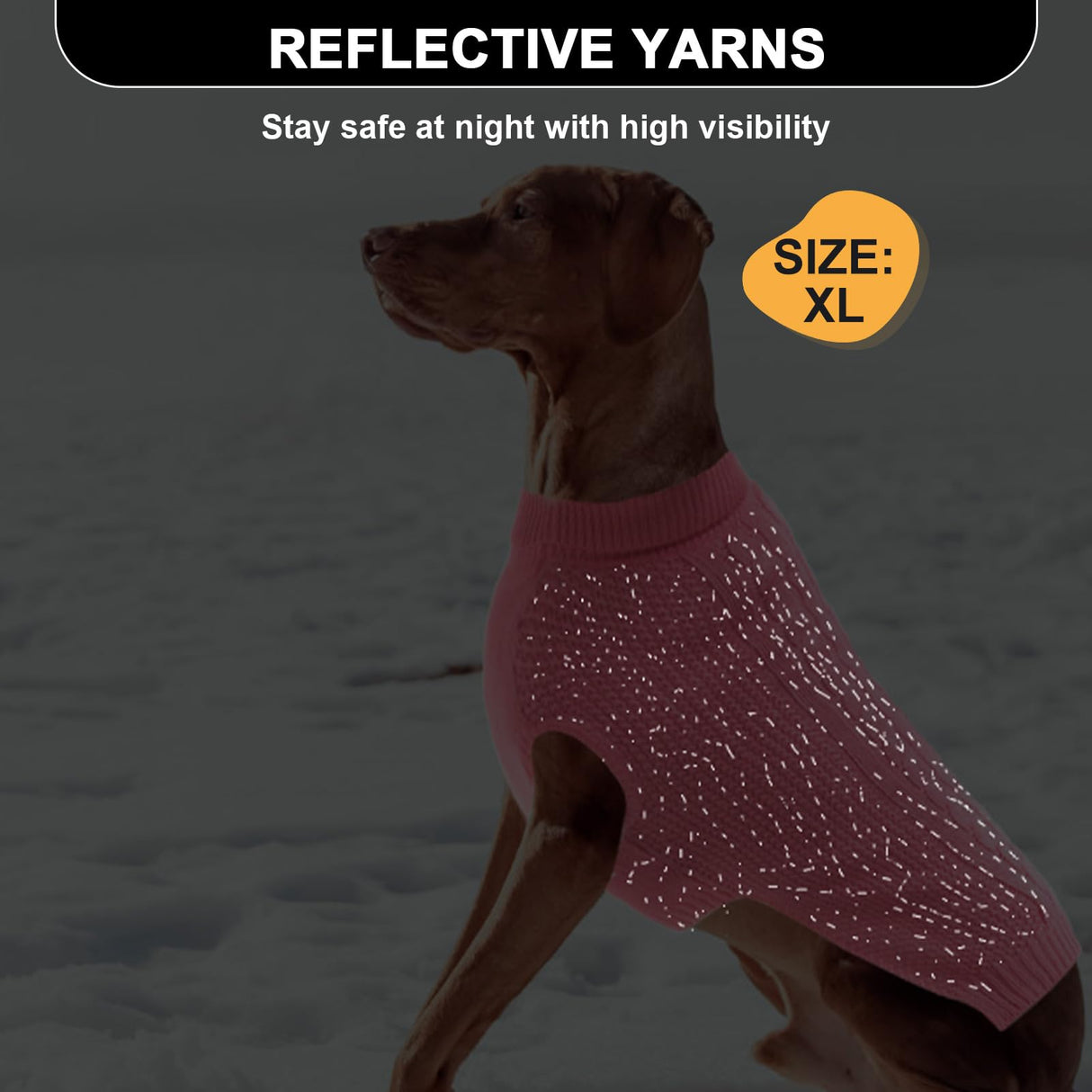 K9meme Large Dog Sweater, Classic Cable Knit Warm Dog Sweatshirt with Reflective Yarn for Girl Boy, Halloween Fall Winter Coat Turtleneck Pullover Clothes Apparel for Small Medium Large Dogs (Pink L)
