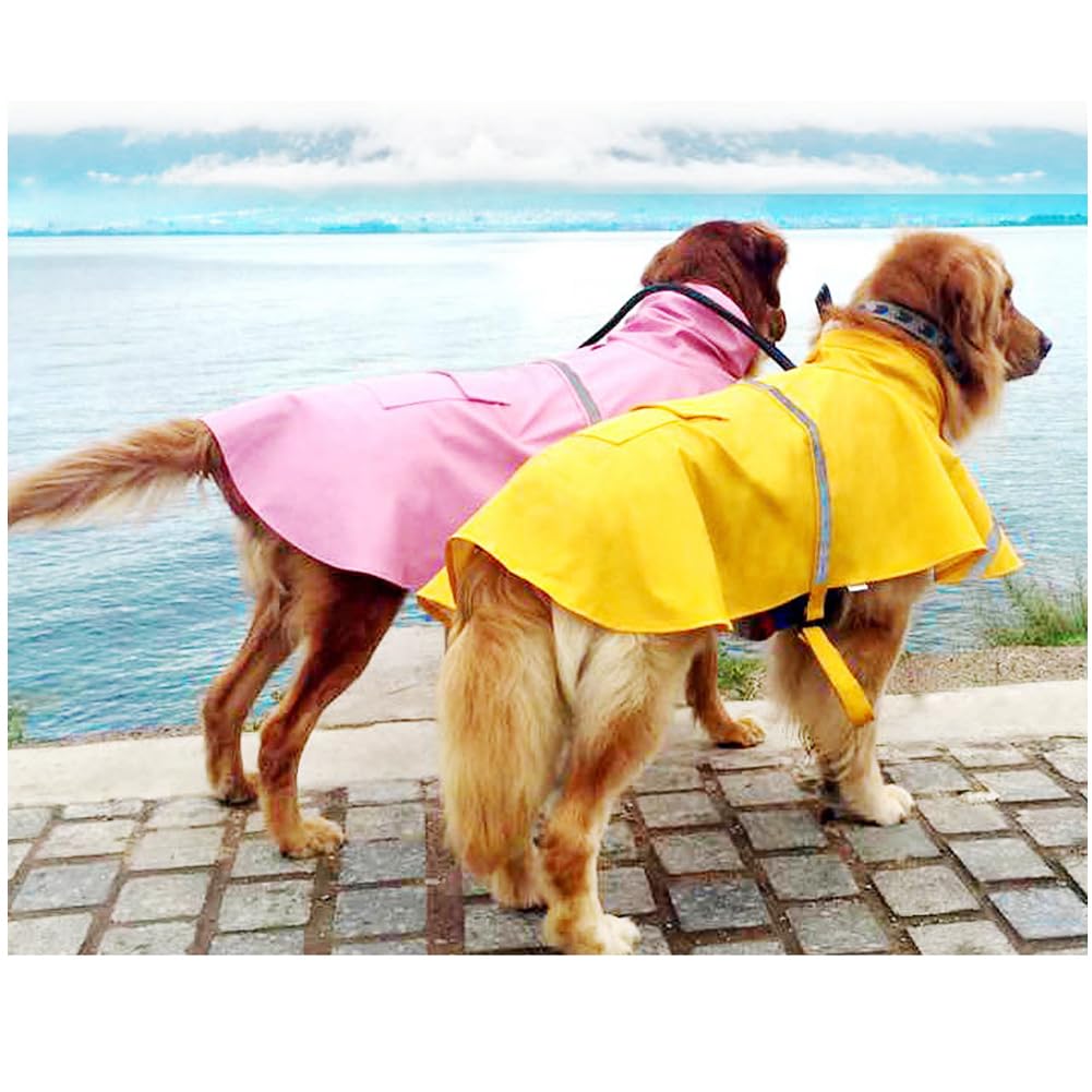 HAPEE Dog Raincoats with Reflective Strip Hoodie,Poncho Jacket for Large Dogs fit Golden Retriever Doodle (C3-Lake Blue, 26B (75-85 lbs))