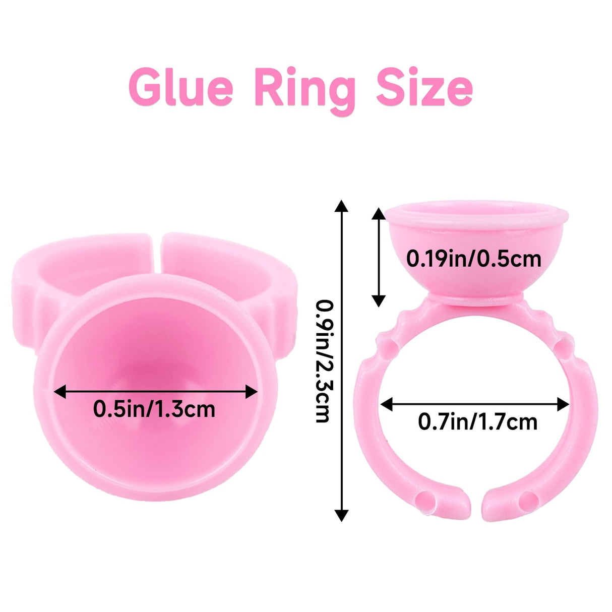 100PCS Pink Disposable Plastic Nail Art Tattoo Glue Rings Holder Eyelash Extension Rings Adhesive Pigment Holders Finger Hand Beauty Tools (Pink)