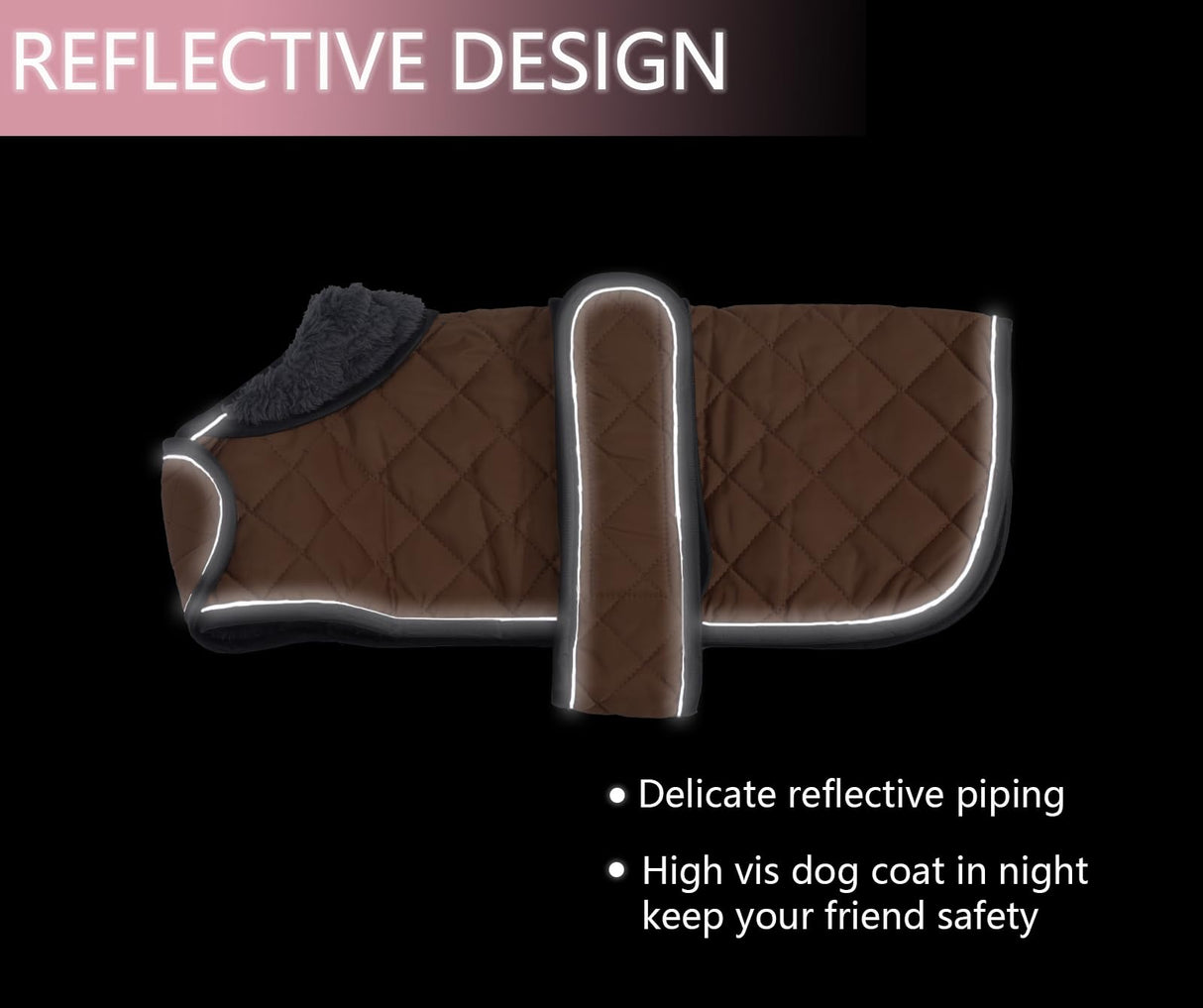 Warm Thermal Quilted Dachshund Coat,Dog Winter Coat with Warm Fleece Lining,Outdoor Dog Apparel with Adjustable Bands for Medium,Large Dog-Brown-L