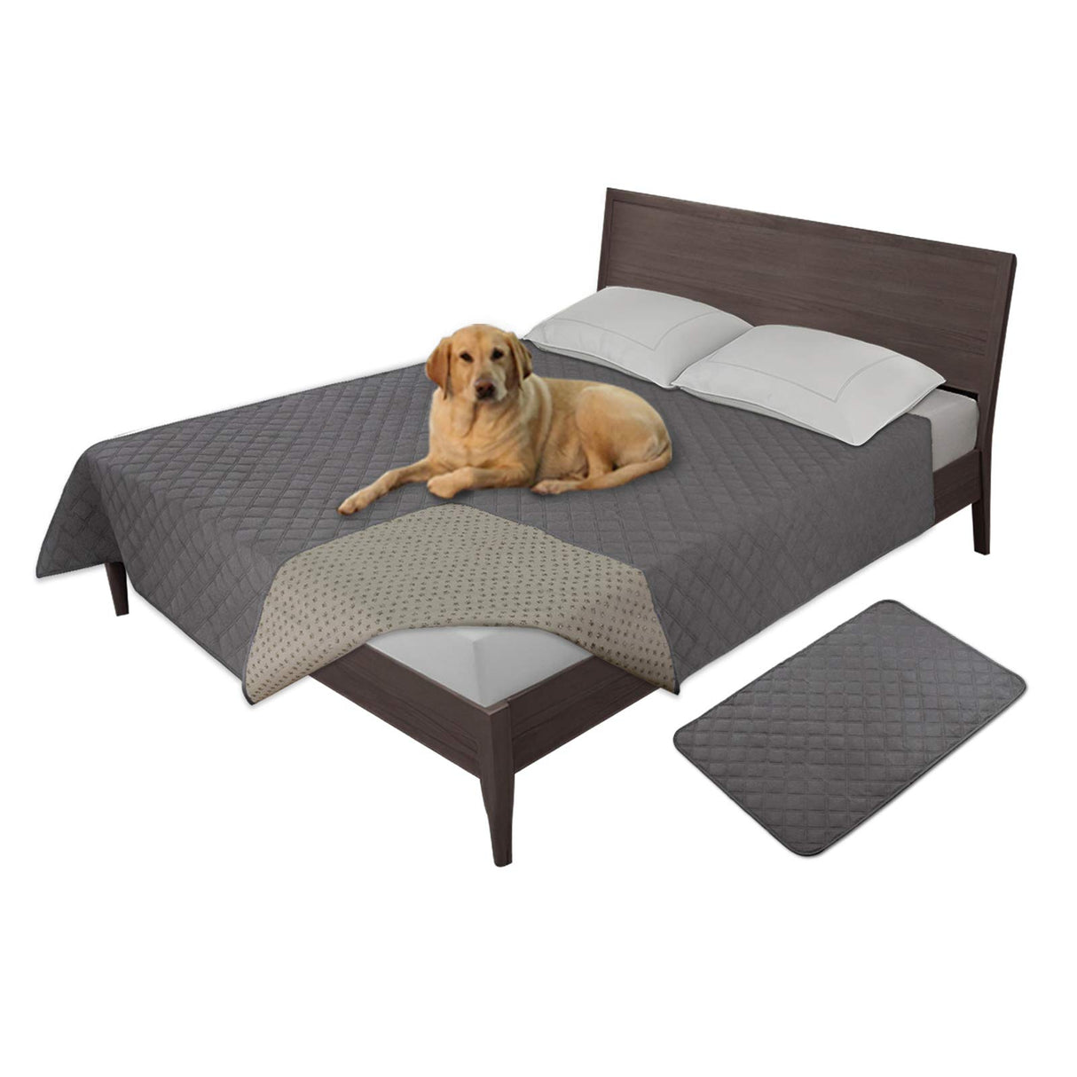Easy-Going 100% Waterproof Dog Bed Cover, Non-Slip Pet Blanket for Furniture, Washable Couch Cover, Repleasement Sofa Cover (96x82 in,Gray)