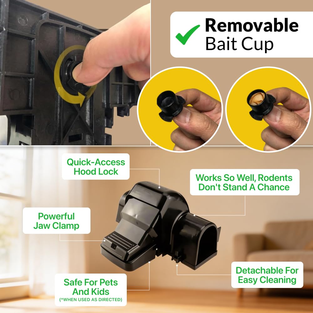 Tougher Than Tom Sure-Catch Rat Trap (2-Pack) - Heavy Duty & Quick-Kill Power - Easy to Set with No-Touch Disposal Design Mouse Trap - Reusable Indoor & Outdoor Rodent Trap