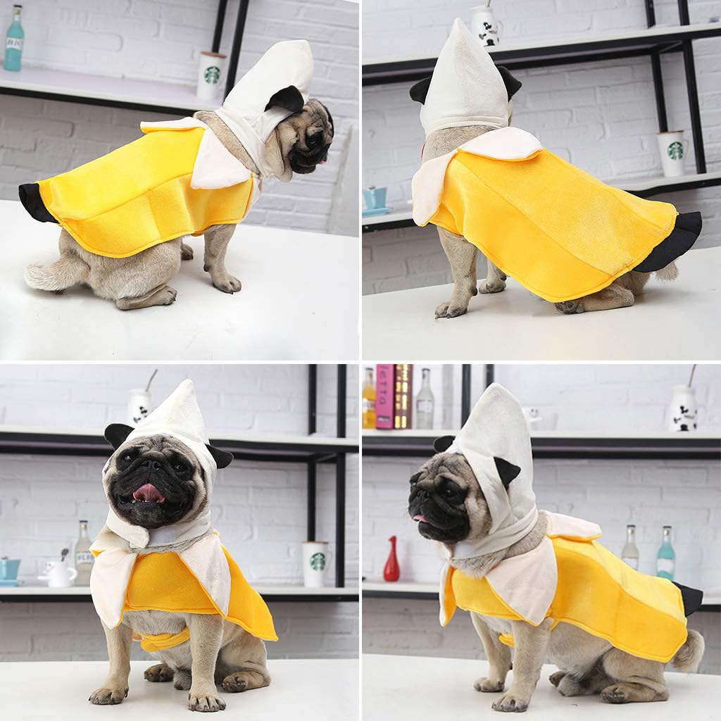 Banana Dog Costume - Funny Halloween Cosplay Jumpsuit Fashion Dress for Puppy to Large Dogs - Special Events Photo Props Accessories