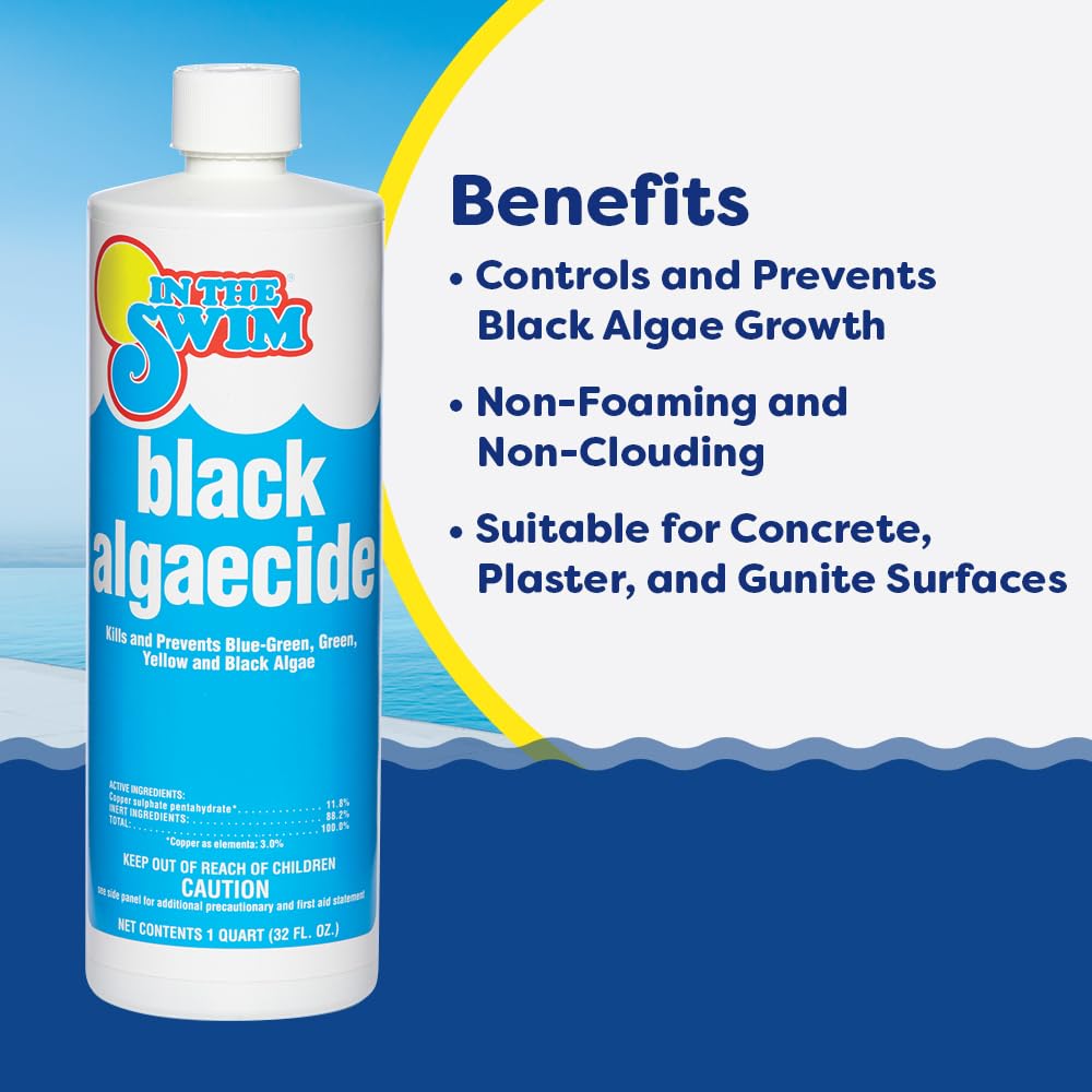 In The Swim Black Algaecide – Eradicates Black Algae in Swimming Pools - Copper Sulfate Pentahydrate - 1 Quart