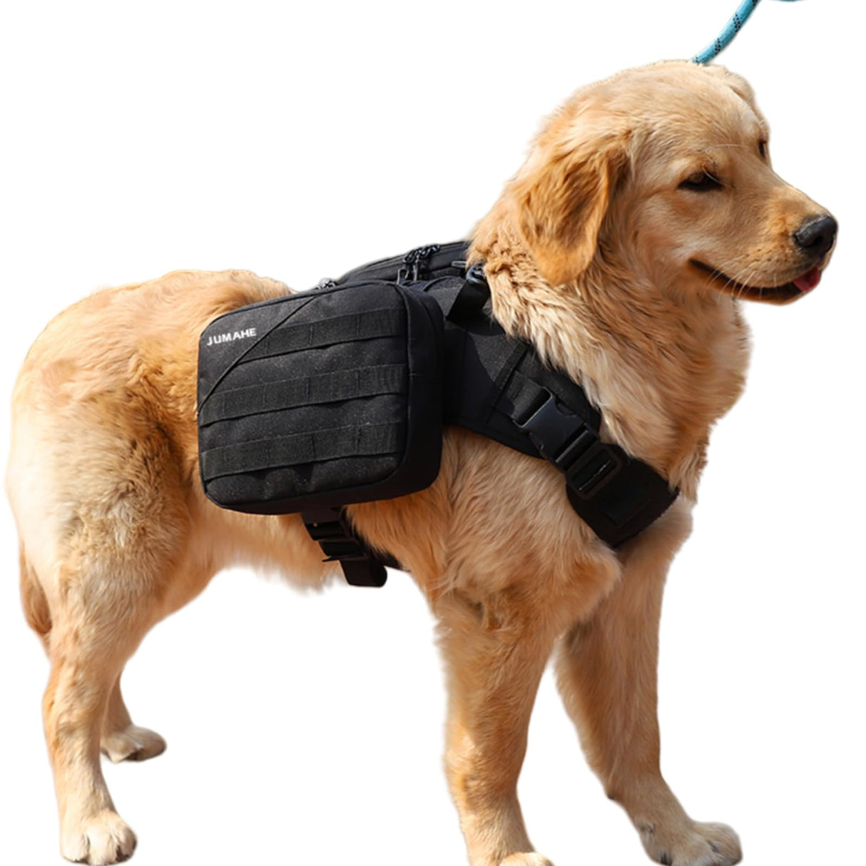 GooCare x Jumahe Dog Hiking Backpack for Large/Giant Dogs – 2 Spacious Side Bags, Breathable Waterproof Fabric, Fits Chest 30"-40" (85-120 lbs), 5 Adjustable Buckles, Outdoor Travel Vest, Black