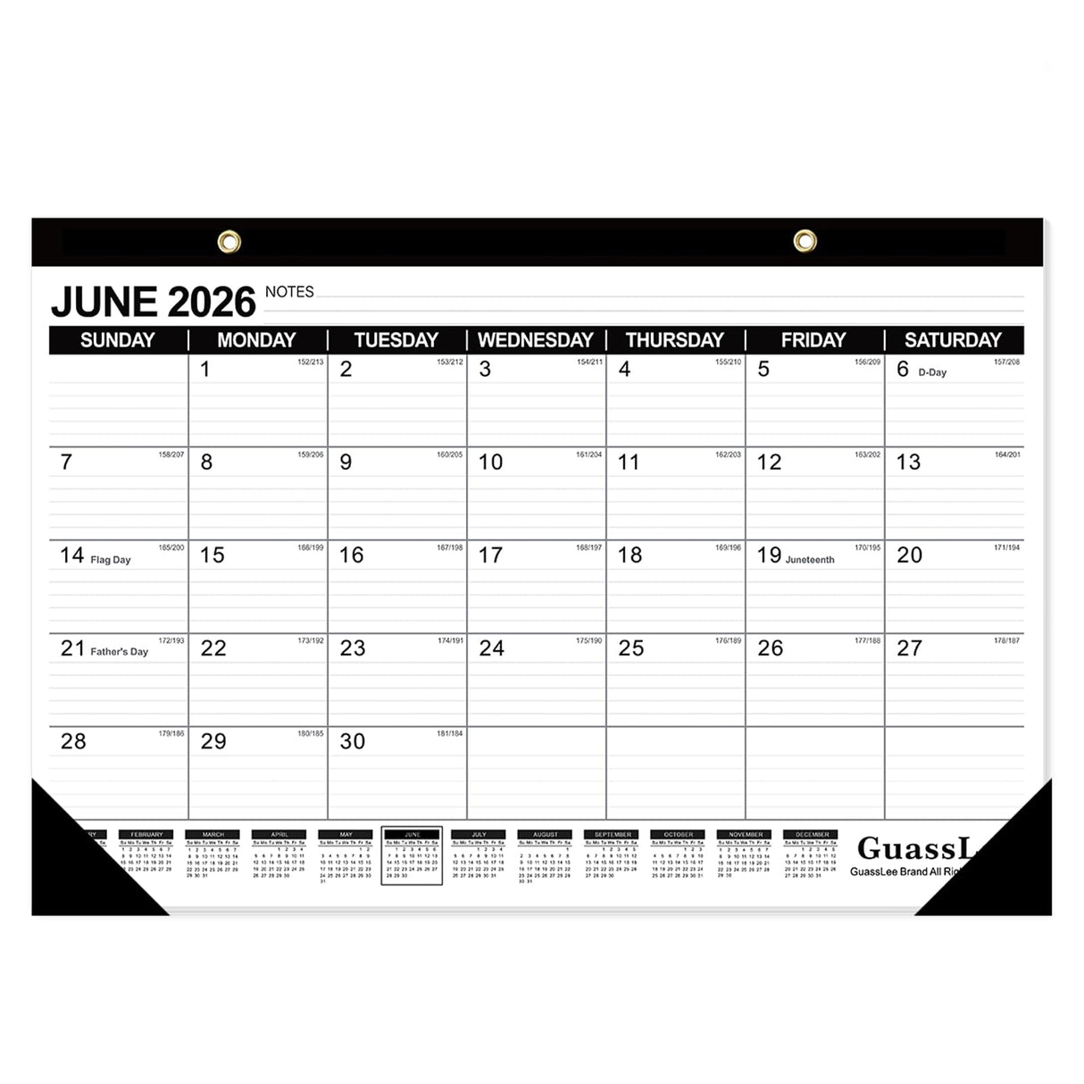 GuassLee Desk Calendar 2026-2027 - 19 Months Academic Calendar 17" × 11.5" Desktop Calendar from Jun. 2026 to Dec. 2027 with Julian Date for Home School Office Desk Top Organizing