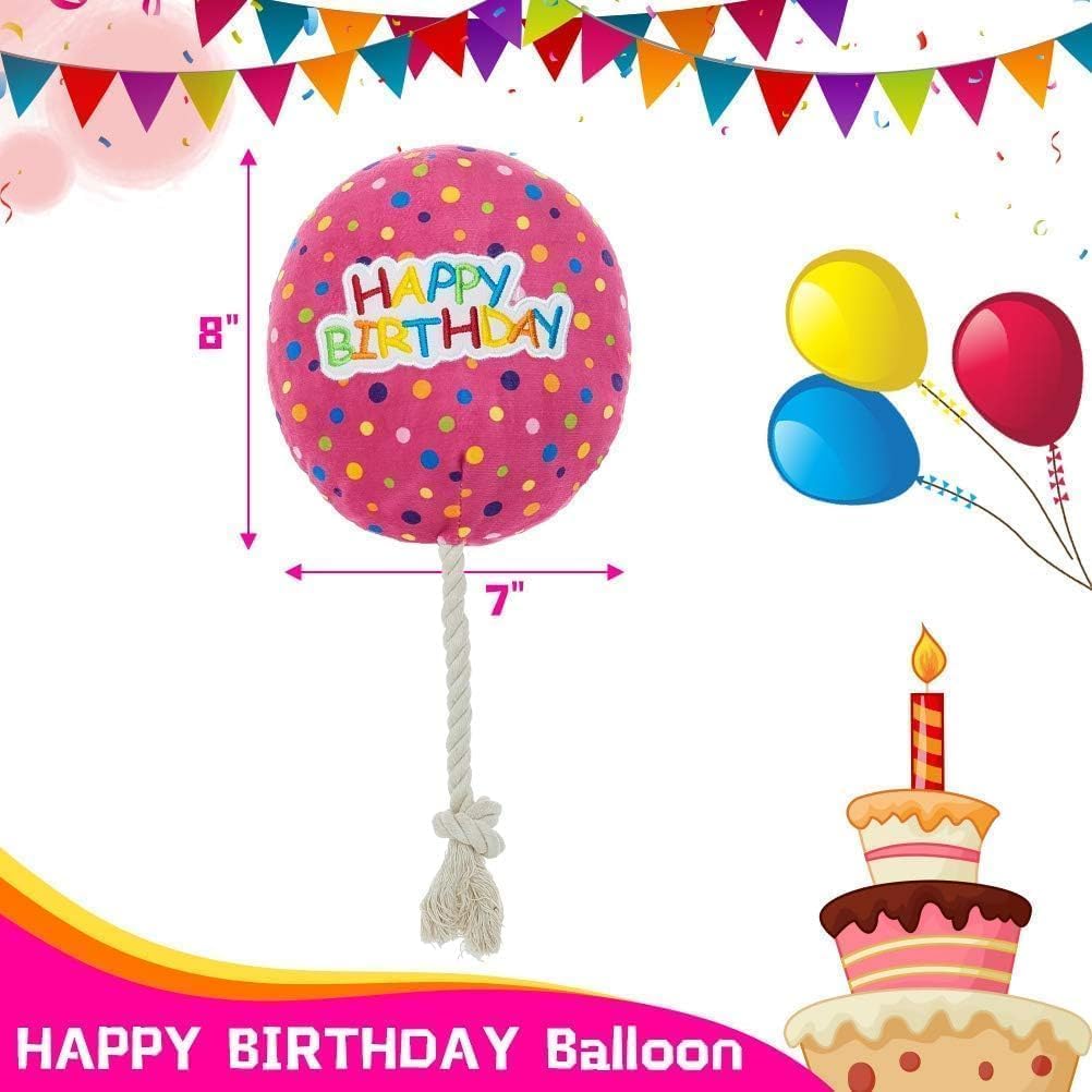 BINGPET Dog Birthday Bandana Set with Cake and Balloon,Dog Birthday Party Supplies for Boys and Girls,Puppy Chew Toys Gift for Large and Extra Large Dogs Pets - Pink