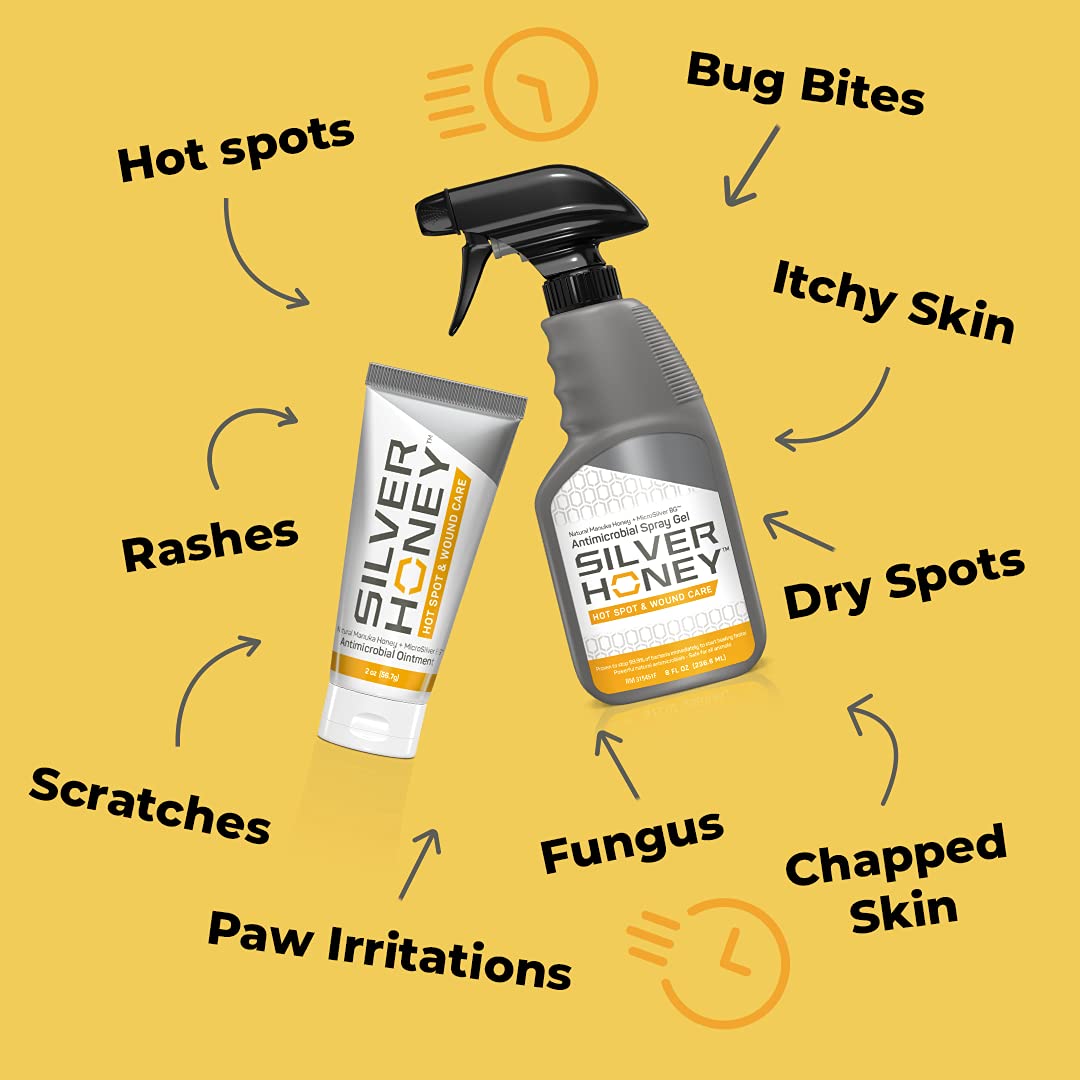Absorbine Silver Honey Hot Spot & Wound Care Ointment for Dogs, Cats, Small Animals, 2oz Tube