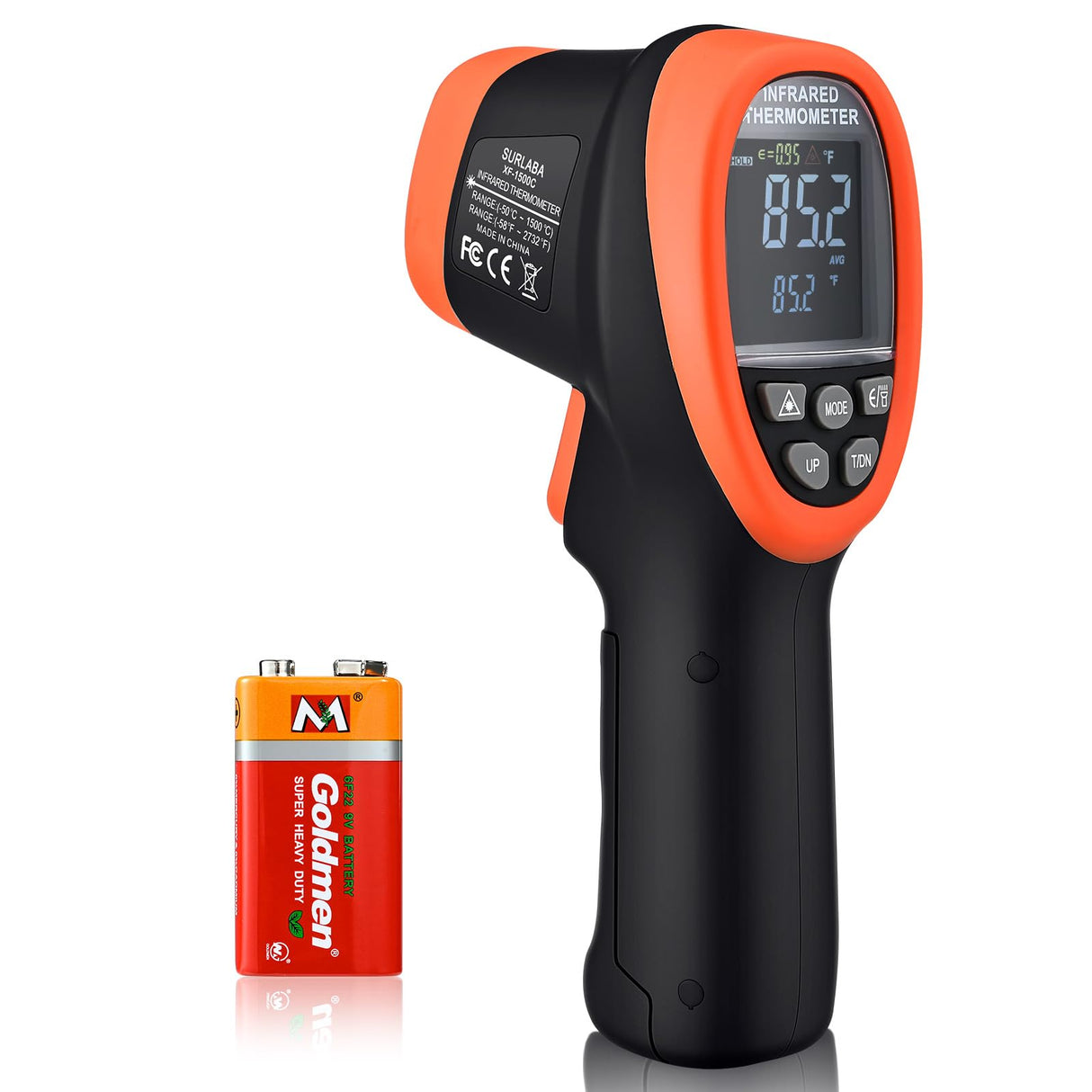SURLABA Infrared Thermometer, Color LCD High Temp Thermometer Pyrometer IR Temperature Gun -58℉- 2732℉ (-50℃ to 1500℃),30:1 Distance Spot Ratio,Dual Laser and Flashlight(NOT for Human)